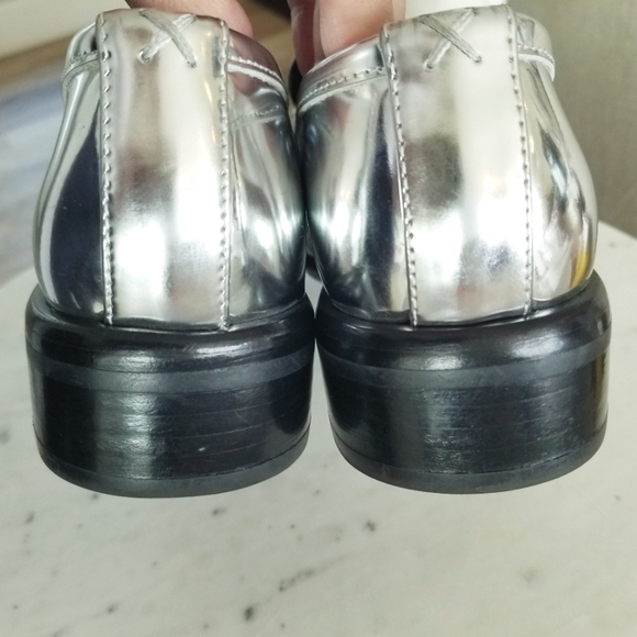 Rag & bone Silver Maxwell Loafers Flats NWT Studded Shiny Leather Casual Grunge - Picture 8 of 14